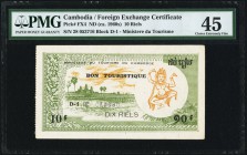 Cambodia Ministere du Tourisme du Cambodge 10 Riels ND (ca.1960s) Pick FX4 PMG Choice Extremely Fine 45. A very interesting and beautiful Foreign Exch...