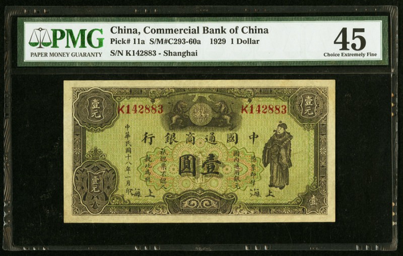 China Commercial Bank of China, Shanghai 1 Dollar 1.1.1929 Pick 11a S/M#C293-60a...