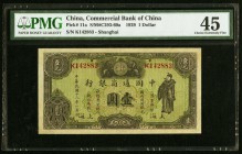 China Commercial Bank of China, Shanghai 1 Dollar 1.1.1929 Pick 11a S/M#C293-60a PMG Choice Extremely Fine 45. A Shanghai place of issue is seen on th...