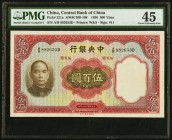 China Central Bank of China 500 Yüan 1936 Pick 221a S/M#C300-106 PMG Choice Extremely Fine 45. An unusually decent example of this rare, highest denom...