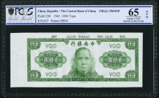 China Central Bank of China 1000 Yuan 1945 Pick 290p S/M#C300-264 Trial Proof PCGS Gold Shield Gem UNC 65 OPQ. A different type (perhaps of security p...