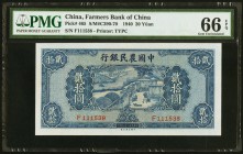 China Farmers Bank of China 20 Yüan 1940 Pick 465 S/M#C290-70 PMG Gem Uncirculated 66 EPQ. A handsome and unusually choice example of this popular typ...