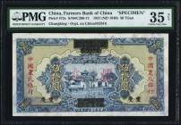 China Farmers Bank of China, Chungking 50 Yuan 1937 (ND 1940) Pick 472s S/M#C290-71 Specimen PMG Choice Very Fine 35 Net. An eye appealing Specimen wi...