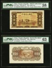 China People's Bank of China 10,000 Yuan 1949 Pick 853s1; 853s2 S/M#C282-67 Face and Back Specimens PMG Choice About Unc 58; Choice Uncirculated 63. A...