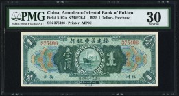 China American-Oriental Bank of Fukien, Foochow 1 Dollar 16.9.1922 Pick S107a S/M#F26-1 PMG Very Fine 30. A pleasing example from the 1922 issue. The ...