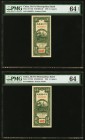 China Ho Pei Metropolitan Bank 4 Coppers 1938 Pick S1710J S/M#H63-30 Consecutive Pair PMG Choice Uncirculated 64 EPQ; Choice Uncirculated 64. An early...
