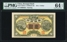 China Kwangsi Bank, Nanning 1 Dollar 1912 Pick S2351d S/M#K36-10d PMG Choice Uncirculated 64 EPQ. At the time of cataloging, there is only one example...