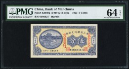 China Bank of Manchuria, Harbin 5 Cents 1.4.1923 Pick S2940a S/M#T214-150a PMG Choice Uncirculated 64 EPQ. An interesting and scarce note in such a ch...