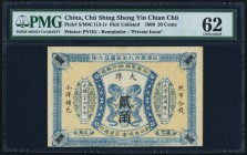 China Chu Shing Sheng Yin Chian Chu 20 Cents 1908 Pick Unlisted S/M#C113-1r Remainder PMG Uncirculated 62. A colorful and elusive small change issue f...