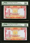 Hong Kong Chartered Bank 100 Dollars ND (1977) Pick 76a KNB51a PMG About Uncirculated 55; Choice About UNC 58. A pair of the highest denomination of t...