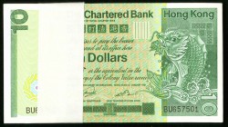 Hong Kong Chartered Bank 10 Dollars 1981 Pick 77b KNB52f Pack of 100 Very Choice Crisp Uncirculated. A consecutive serial number pack of 100 notes fro...