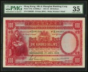 Hong Kong Hongkong & Shanghai Banking Corp. 100 Dollars 1.4.1948 Pick 176e KNB66 PMG Choice Very Fine 35. A lovely note that still exhibits some water...
