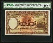 Hong Kong Hongkong & Shanghai Banking Corp. 5 Dollars 14.12.1957 Pick 180a KNB61 Two Examples PMG Choice Uncirculated 64 EPQ; Gem Uncirculated 66 EPQ;...
