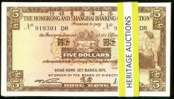 Hong Kong Hongkong & Shanghai Banking Corp. 5 Dollars 18.3.1971 Pick 181d KNB68 Pack of 100 Very Choice Crisp Uncirculated. A well maintained pack of ...