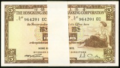 Hong Kong Hongkong & Shanghai Banking Corp. 5 Dollars 13.3.1972 Pick 181e KNB68 Pack of 100 Very Choice Crisp Uncirculated. A well kept consecutive se...
