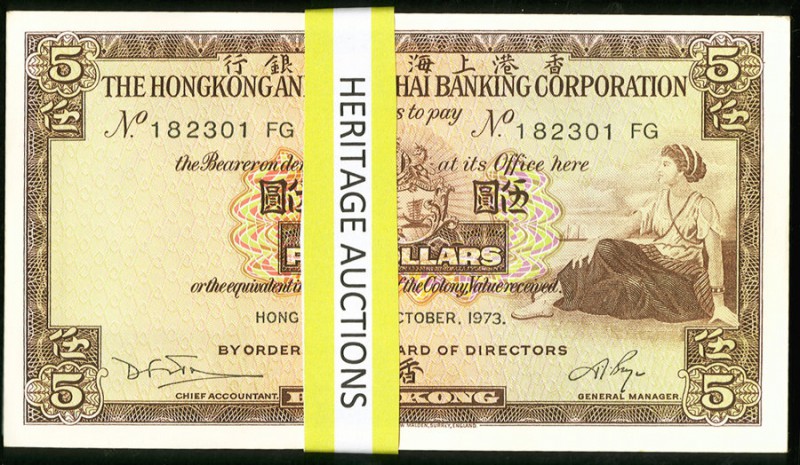 Hong Kong Hongkong & Shanghai Banking Corp. 5 Dollars 31.10.1973 Pick 181f KNB68...