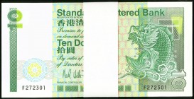 Hong Kong Standard Chartered Bank 10 Dollars 1.1.1985 Pick 278a KNB57 Pack of 100 Very Choice Crisp Uncirculated. A first date issue pack of 100 conse...