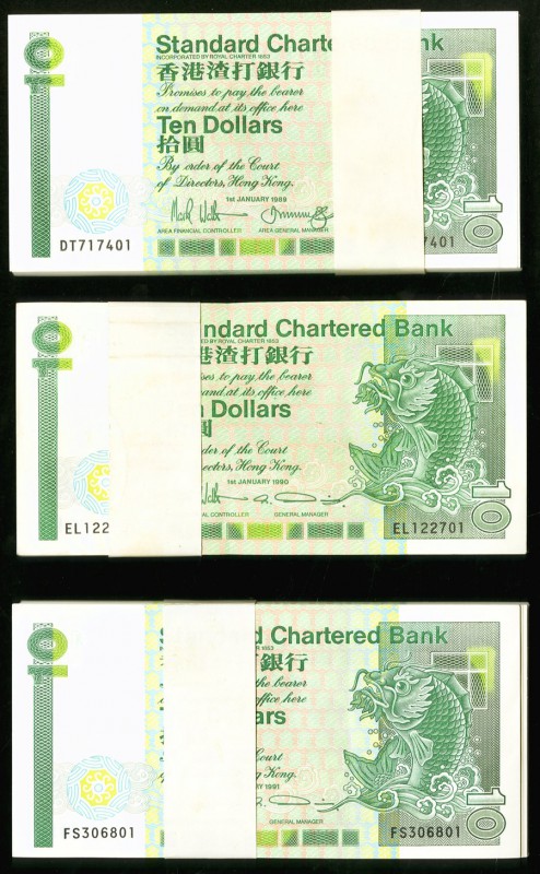 Hong Kong Standard Chartered Bank 10 Dollars 1.1.1989; 1.1.1990; 1.1.1991 Pick 2...