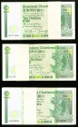 Hong Kong Standard Chartered Bank 10 Dollars 1.1.1989; 1.1.1990; 1.1.1991 Pick 278b; 278c; 278d Three Packs of 100 Very Choice Crisp Uncirculated. Thr...