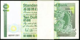 Hong Kong Standard Chartered Bank 10 Dollars 1.1.1986 Pick 278b KNB57 Pack of 100 Very Choice Crisp Uncirculated. A nicely preserved consecutive seria...