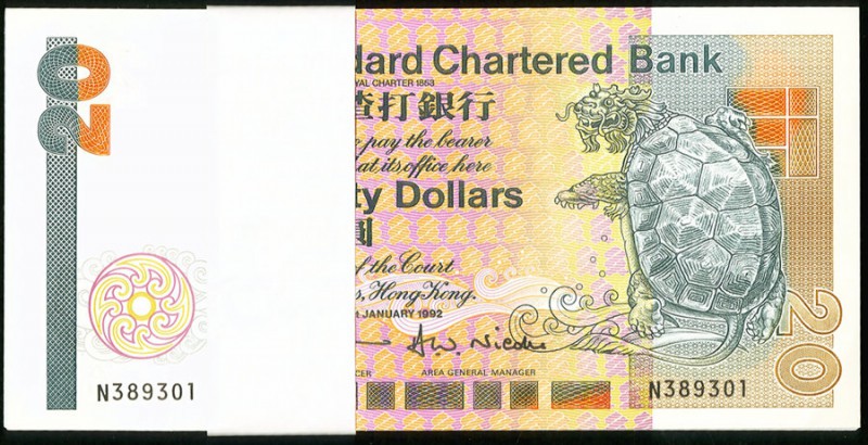 Hong Kong Standard Chartered Bank 20 Dollars 1.1.1992 Pick 279b KNB58 Pack of 10...