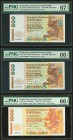 Hong Kong Standard Chartered Bank 500; 1000 Dollars 1998-1999 Pick 288b (2); 289c KNB67 (2); KNB68 Three Examples PMG Gem Uncirculated 66 EPQ (2); Sup...