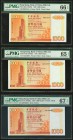 Hong Kong Bank of China (HK) Ltd. 1000 Dollars 1997-2001 Pick 333d; 333e; 334 KNB5h; KNB5j; KNB6a Three Examples PMG Gem Uncirculated 65 EPQ; Gem Unc ...
