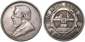 South Africa South African Republic 1897 Silver and Copper 2 Shillings