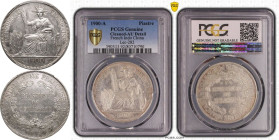 French Indochina Third Republic 1900 Silver Piastre Piastre de Commerce PCGS Genuine - AU Details (92 - Cleaned)