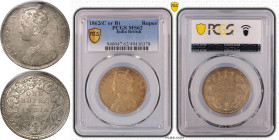 India: British Victoria 1862 C or B Silver 1 Rupee PCGS MS62