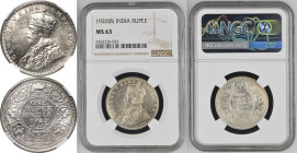India: British George V 1920 Silver 1 Rupee NGC MS 63
