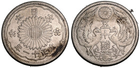 Japan Taishō 11 (1922) Silver 50 Sen Extremely Fine