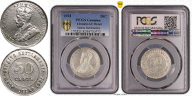 Straits Settlements George V 1921 Silver 50 Cent PCGS Genuine - AU Details (92 - Cleaned)