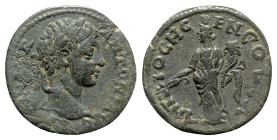 Caracalla ? (198-217). Pisidia, Antioch. Æ (23mm, 5.51g, 12h). Laureate head r. R/ Tyche standing l., holding branch and cornucopia. RPC VI online 656...