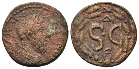 Macrinus (217-218). Antioch. Æ (18.5mm,4.5g). Laureate and cuirassed bust of Macrinus, r., seen from front. R/ S C, Δ Ε; in laurel wreath with star at...
