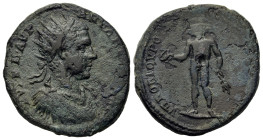 Elagabalus (218-222). Moesia Inferior. Nicopolis ad Istrum. Æ (25.6mm,12g). Novius Rufus, legatus consularis. Radiate, draped and cuirassed bust r. R/...