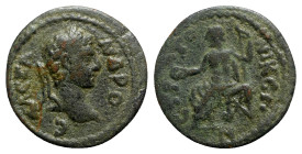 Severus Alexander (222-235). Caria, Stratonicea. Æ (21mm, 4.36g, 12h). Laureate head r. R/ Zeus seated l., holding patera and sceptre. RPC VI online 5...