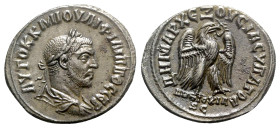 Philip I (244-249). Seleucis and Pieria, Antioch. BI Tetradrachm (28mm, 11.37g, 7h), AD 249. Laureate, draped and cuirassed bust r. R/ Eagle standing ...