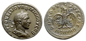 Philip I (244-249). Seleucis and Pieria, Antioch. AR Tetradrachm (27mm, 9.74g, 6h). AD 246. Laureate, draped and cuirassed bust r. R/ Eagle standing f...