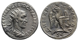 Trajan Decius (249-251). Antioch. BI Tetradrachm (25mm, 10.91g, 12h), AD 249-250. Laureate, draped and cuirassed bust r.; three pellets below. R/ Eagl...
