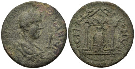 Gallienus (253-268). Pamphylia, Perge. Æ 10 Assaria (30.6mm,17.8g). Laureate, draped and cuirassed bust r. I before. R/ Simulacrum of Pergaean Artemis...