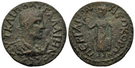 Gallienus (253-268). Pamphylia, Perge. Æ (29.3mm,11g). Laureate, draped, and cuirassed bust of Gallienus, r. R/ Elpis walking l. holding flower in r. ...