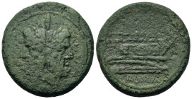 Anonymous, after 211 BC. Æ As (34.7mm,40.3g). Rome mint. Laureate head of Janus; I (mark of value) above. R/ Prow to r., ROMA below. Crawford 56/2. Sy...