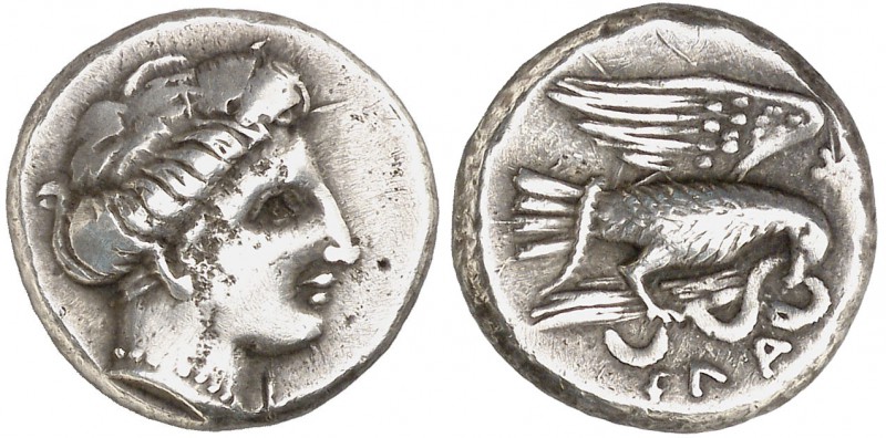 (338-308 a.C.). Euboia. Chalkis. Dracma. (S. 2482 var) (CNG. IV, 1463). 4,94 g. ...