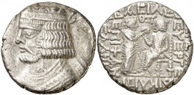 (57-58 d.C.). Imperio Parto. Vardanes II (55-58 d.C.). Tetradracma. (S.GIC. 5806 var) (Mitchiner A. & C. W. 658 var). 13,36 g. MBC+.