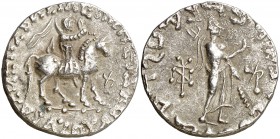 Reino Escita del Pakistán. Azes (58-12 a.C.). Tetradracma. (CNG. XII, 638). 9,59 g. MBC+.