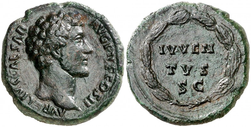 (147 d.C.). Marco Aurelio. As. (Spink 4833 var) (Co. 399) (RIC. 1262, de Antonin...