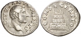 (161 d.C.). Antonino pío. Denario. (Spink 5193 var) (S. 164) (RIC. 436, Marco Aurelio). 3,01 g. MBC+.