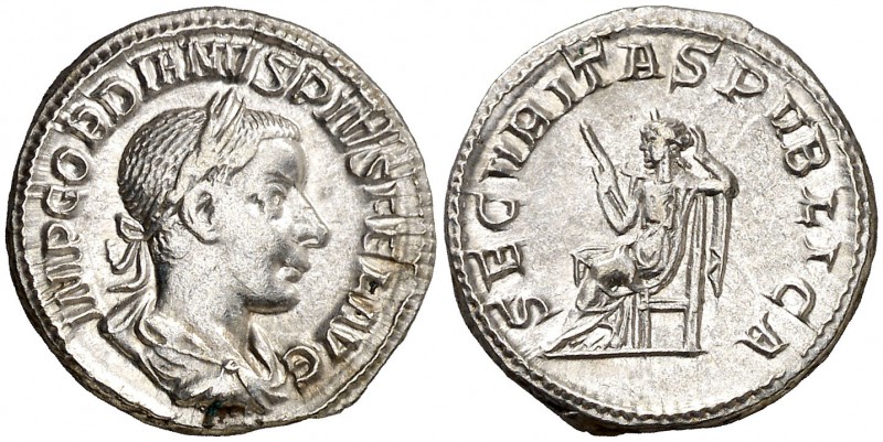 (241-242 d.C.). Gordiano III. Denario. (Spink 8682) (S. 340) (RIC. 130). 3,28 g....