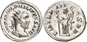 (246 d.C.). Filipo I. Antoniniano. (Spink 8944) (S. 124) (RIC. 3). 4,32 g. Limpiada. EBC+/EBC.